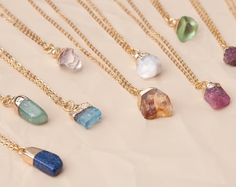 Christmas Gift - Raw Crystal Necklace - Healing Crystal Charm Necklace - Choose your Crystal - Christmas Jewelry - Birthday Gifts for Her