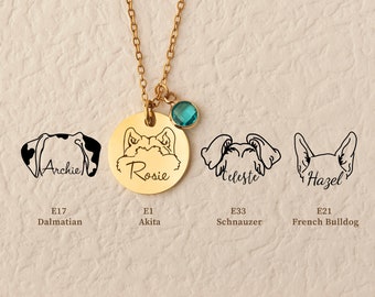 Dog Name Necklace - Personalized Dog Ear Necklace - Pet Name Necklace - Pet Memorial Gifts - Dog Mom Necklace - Pet Gift for Her