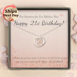 21th Birthday Gifts for Girls - Birthday Gift for Daughter - Sterling Silver Pendant Necklace for Girl Gift - Jewelry for 21st Birthday Girl image 1