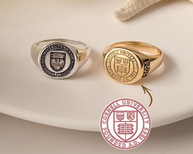 Custom Class Ring - College Signet Ring - Graduation Ring -College Ring for Men - Personalized School Ring - University Ring Graduation Gift