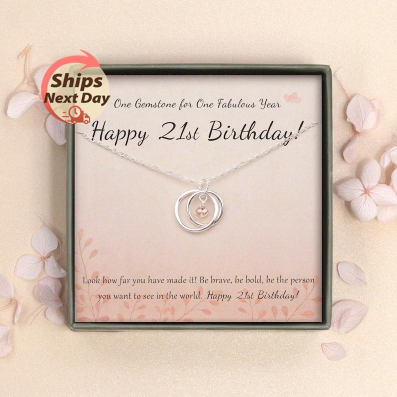 21th Birthday Gifts for Girls - Birthday Gift for Daughter - Sterling Silver Pendant Necklace for Girl Gift - Jewelry for 21st Birthday Girl image 1