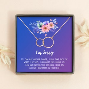 Collier double cercle - cadeaux pour elle - cadeau de pardon - cadeau d'excuses - cadeaux de famille - cadeau de collier pardonnez-moi pour soeur