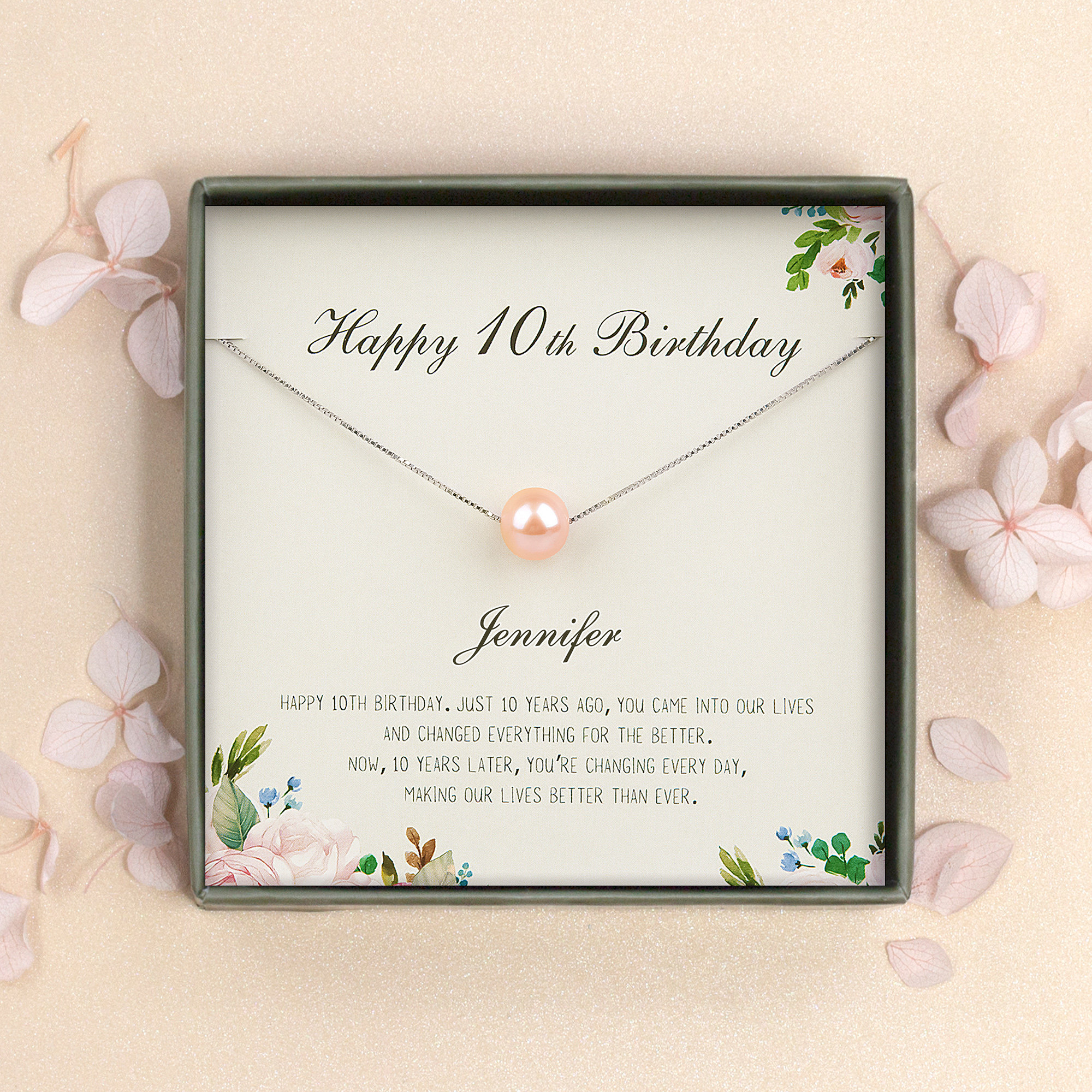 Anavia Happy 40th Birthday Gift for Wife from Husband, Pearl Necklace 40th  Birthday Gift for Sister -[Pink Pearl + Silver Chain]
