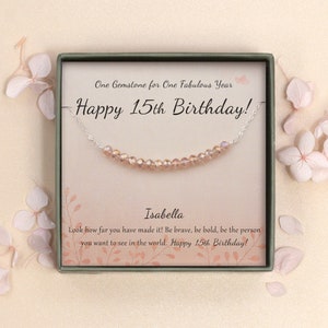 Sweet 15th Birthday Gifts for Girls - Gift for Daughter - Sterling Silver 15 Beads Necklace for Girl Gift - 15 Beads for 15 Years Old Girl