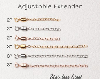925 Sterling Silver Necklace Extender - Stainless steel Extension Chain - Extra Chain for Adjustable  - Chain Lengthener Adjustable Chain