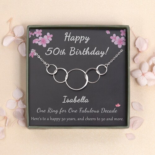 50th Birthday Gift for Women 5 Gold Interlocking Rings Etsy