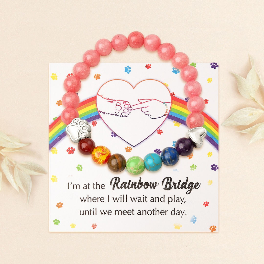 Rainbow Bridge Dog Bracelet - Loss of Dog Cat Memorial Jewelry - Pet ...
