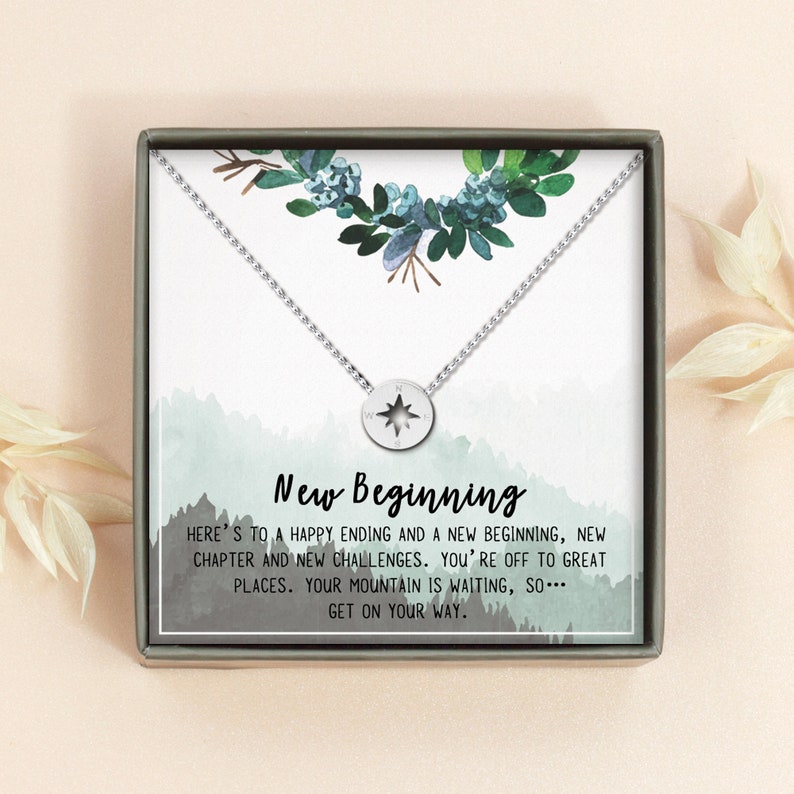 Graduation Gift - College Graduation Gifts for Friends - 2022 Graduation Gifts for Daughter - New Beginning Gift - Compass Necklace 