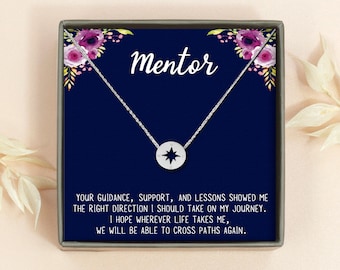 Personalized Mentor Gift - Coach Gifts-Teacher Appreciation Gift - Compass Necklace - Mentor Gift For Women - Teacher Gifts - Thank you Gift