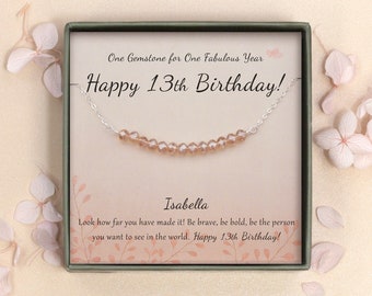 Sweet 13th Birthday Gifts for Girls - Gift for Daughter - Sterling Silver 13 Beads Necklace for Girl Gift - 13 Beads for 13 Year Old Girl