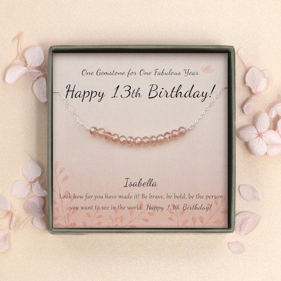 Sweet 13th Birthday Gifts for Girls Gift for Daughter Sterling Silver 13  Beads Necklace for Girl Gift 13 Beads for 13 Year Old Girl 