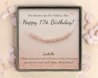 17th Birthday Gifts for Girls - Gift for Daughter - Sterling Silver 17 Beads Necklace for Girl Gift - 17 Beads for 17 Years Old Girl