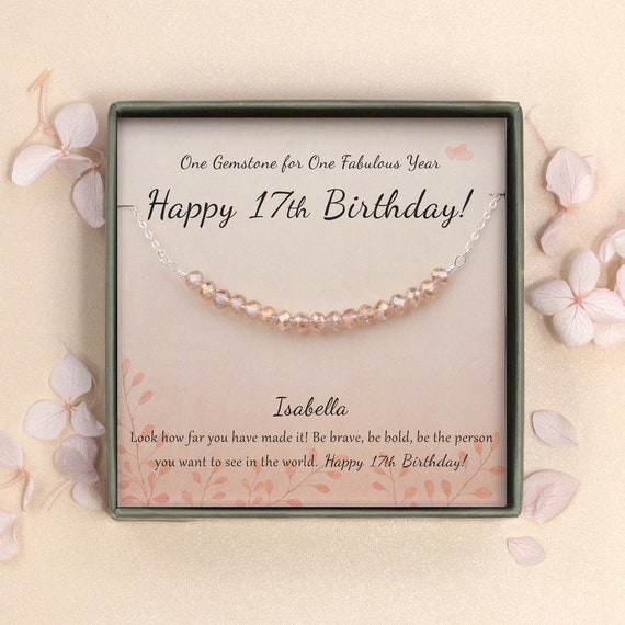 17th Birthday Gifts for Girls Gift for Daughter Sterling Silver 17 Beads  Necklace for Girl Gift 17 Beads for 17 Years Old Girl 