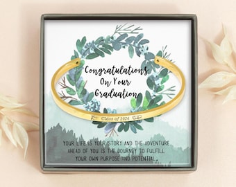 Graduation Bracelet - Engraved Cuff Bracelet - Phd Graduation Gifts For Her - Class of 2026 College Graduation Bracelet - Graduation Jewelry