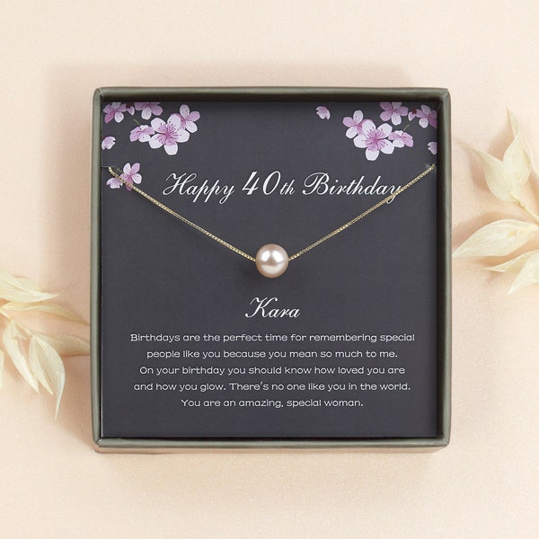 40th Birthday Gifts for Women - Custom Friend Birthday Gift for Women - Sterling Silver Necklace 40th Gift Idea for Sister