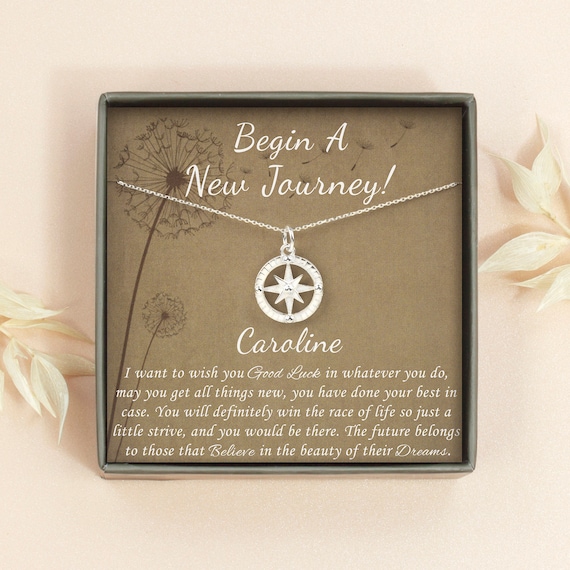 Graduation necklace - Compass Necklace - College, High School Graduation Gift - Gift for Daughter - Best Friend Gift - New Journey Gift