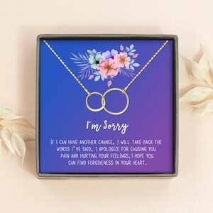 I&#39;m Sorry Necklace - Apology Gift Card - Infinity Necklace - Personalized Gifts for Her - Apologies Necklace for Girlfriend - Sorry Gift