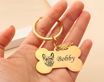 Personalized Dog Photo Keychain - Dog Pet Portrait Keychain - Engraved Pet Kaychain - Dog Jewelry - Pet Lovers Gift - Pet Memorial Gift
