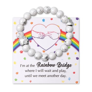 Rainbow Bridge Dog Bracelet Loss of Dog Cat Memorial Jewelry Pet Memorial Name Bracelet Pet Sympathy Gift Custom Bone Bracelet White