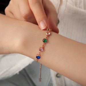 Multiple Birthstone Bracelet - Family Birthstone Bracelet - Birthstone Jewelry - Custom Birthstone Bracelet for Mom - Personalized Gifts