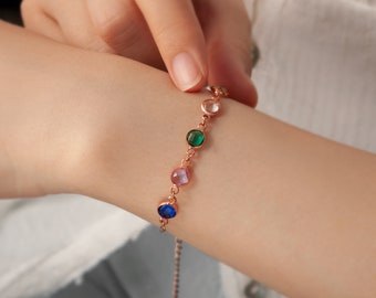 Custom Birthstone Bracelet - Family Birthstone Bracelet - Mom Bracelet - Grandma Bracelet - Mothers Day Gift for Mom - Birthday Gift