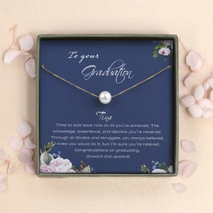 College Graduation Gifts For Her - Custom Graduation Necklace - Pearl Necklace - Graduation Gift for Daughter-High School, Senior Graduation