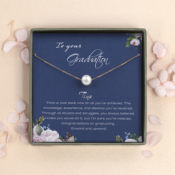 Graduation Gift for Daughter - Graduation Necklace - Pearl Necklace - Graduation Gifts For Her -College Grads-High School Grads-Custom Gifts