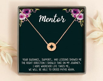 Mentor Gift for Women - Teacher Gifts - Teacher Appreciation Gifts - Thank You Gifts - Compass Necklace - Personalized Gifts -Gratitude Gift