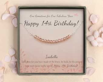 14th Birthday Gifts for Girls - Gift for Daughter - Sterling Silver 14 Beads Necklace for Girl Gift - 14 Beads for 14 Years Old Girl