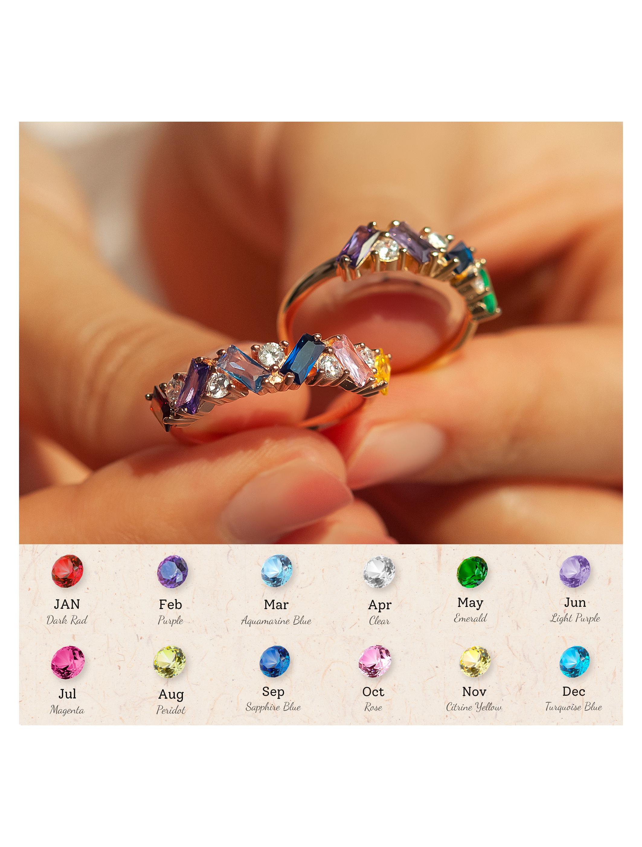Custom Baguette Gemstone Ring - Birthstone Ring - Mothers Ring with Kids Birthstones - Grandma's Ring - Personalized Gift for Mom Grandma