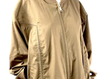 Vintage 1980's Unisex Men's Bomber Jacket Brown Coat Casual Sportswear Large Size