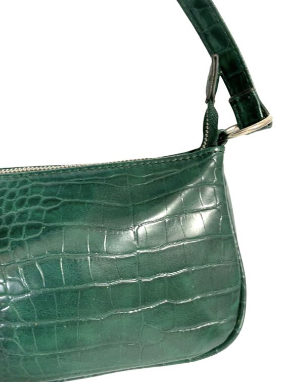 Y2K Green Bag Vintage Faux Alligator Skin Y2K Shoulder Handbag