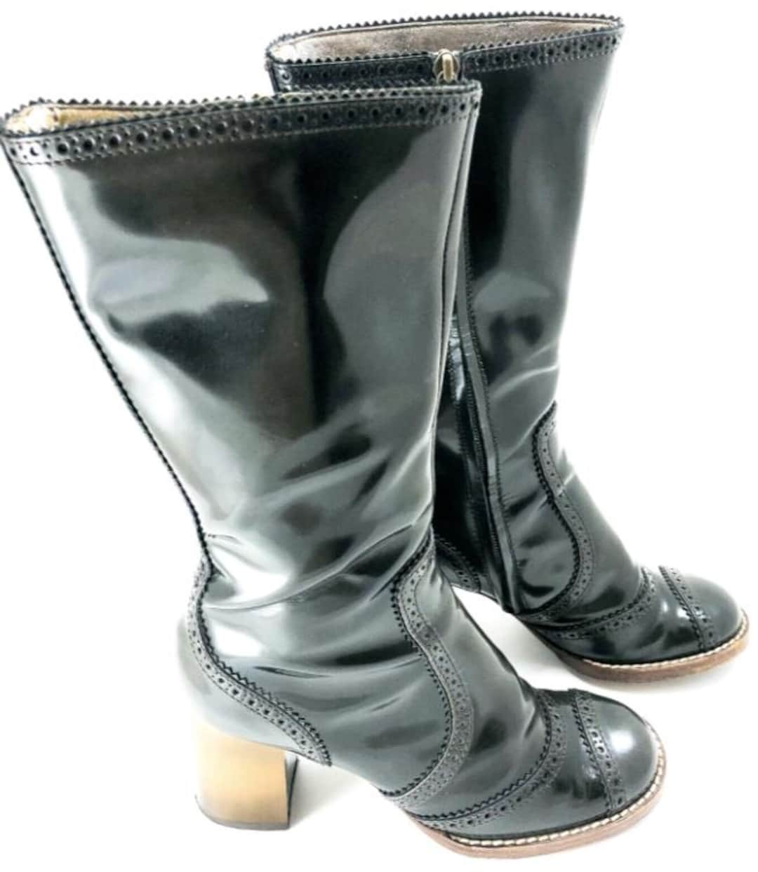 D&G ブーツ長靴　イタリア44 Dolce & Gabbana Boots Zip up Dark Brown Gold Heel Size 39 Round