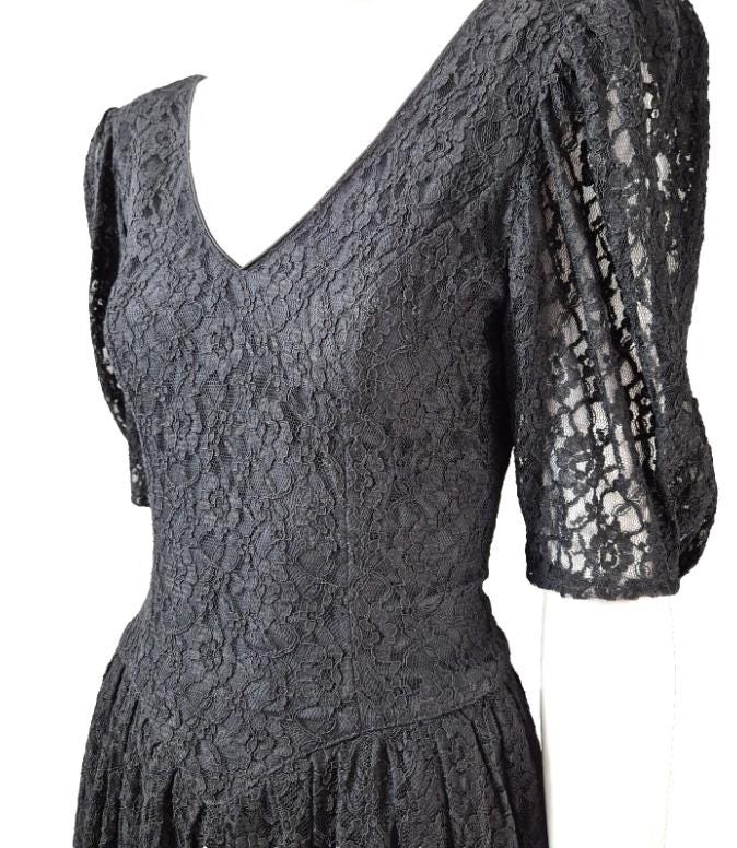 Guipure Lace Midi Black Dress - Etsy