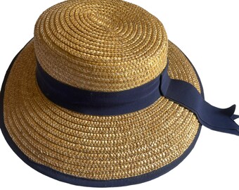 Vintage Straw Hat Ribbon Trim Collegecore Summer Headwear - Etsy
