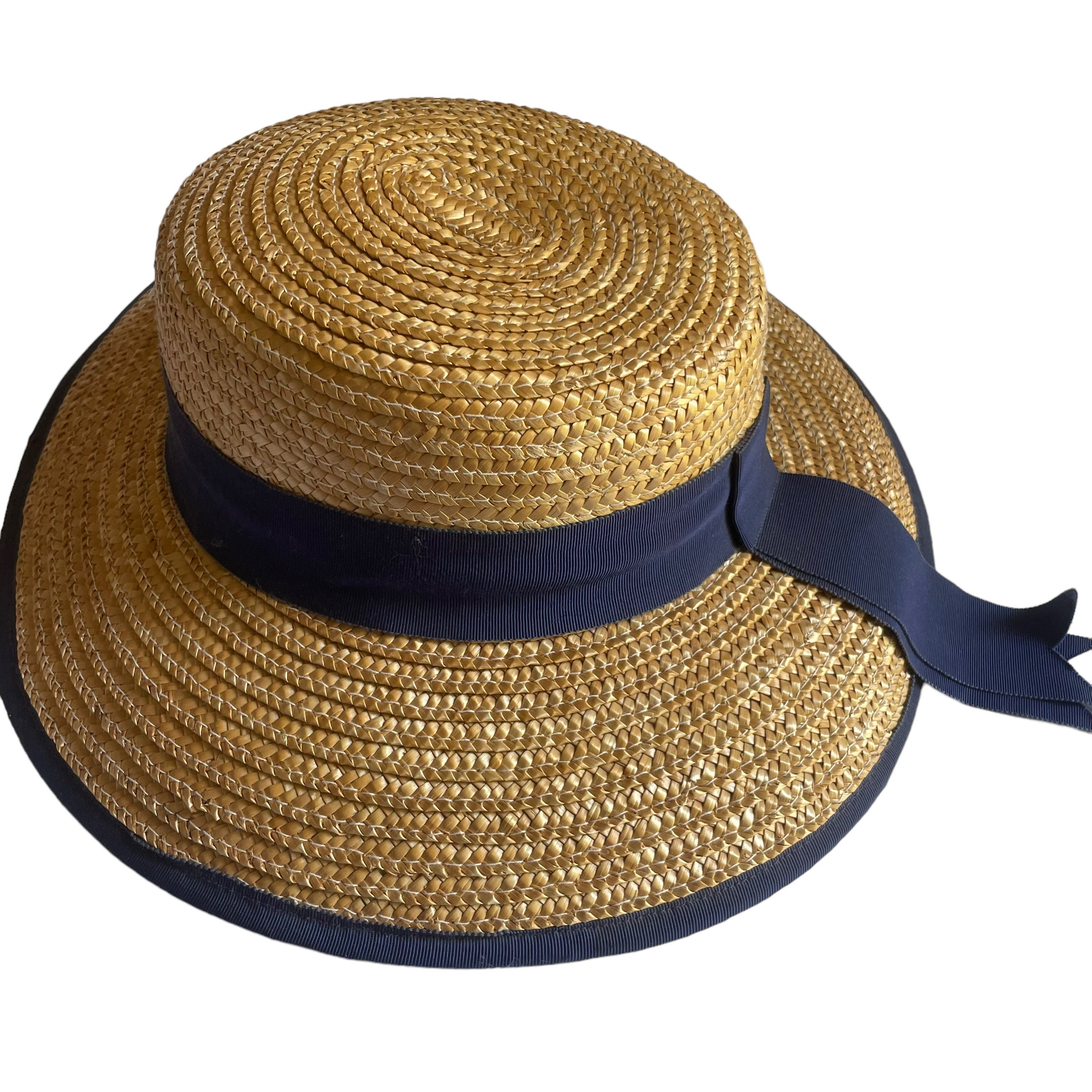 Vintage Straw Hat Ribbon Trim Collegecore Summer Headwear - Etsy