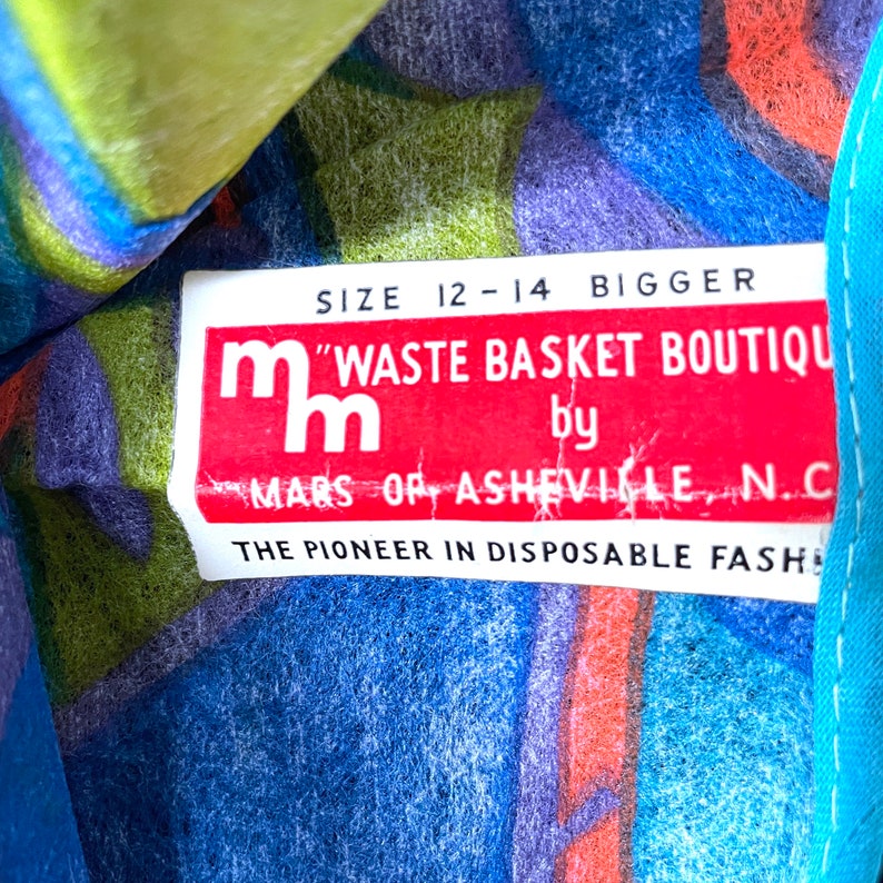 Vintage Paper Dress 1960's Psychedelic Iconic Collectible Waste Basket