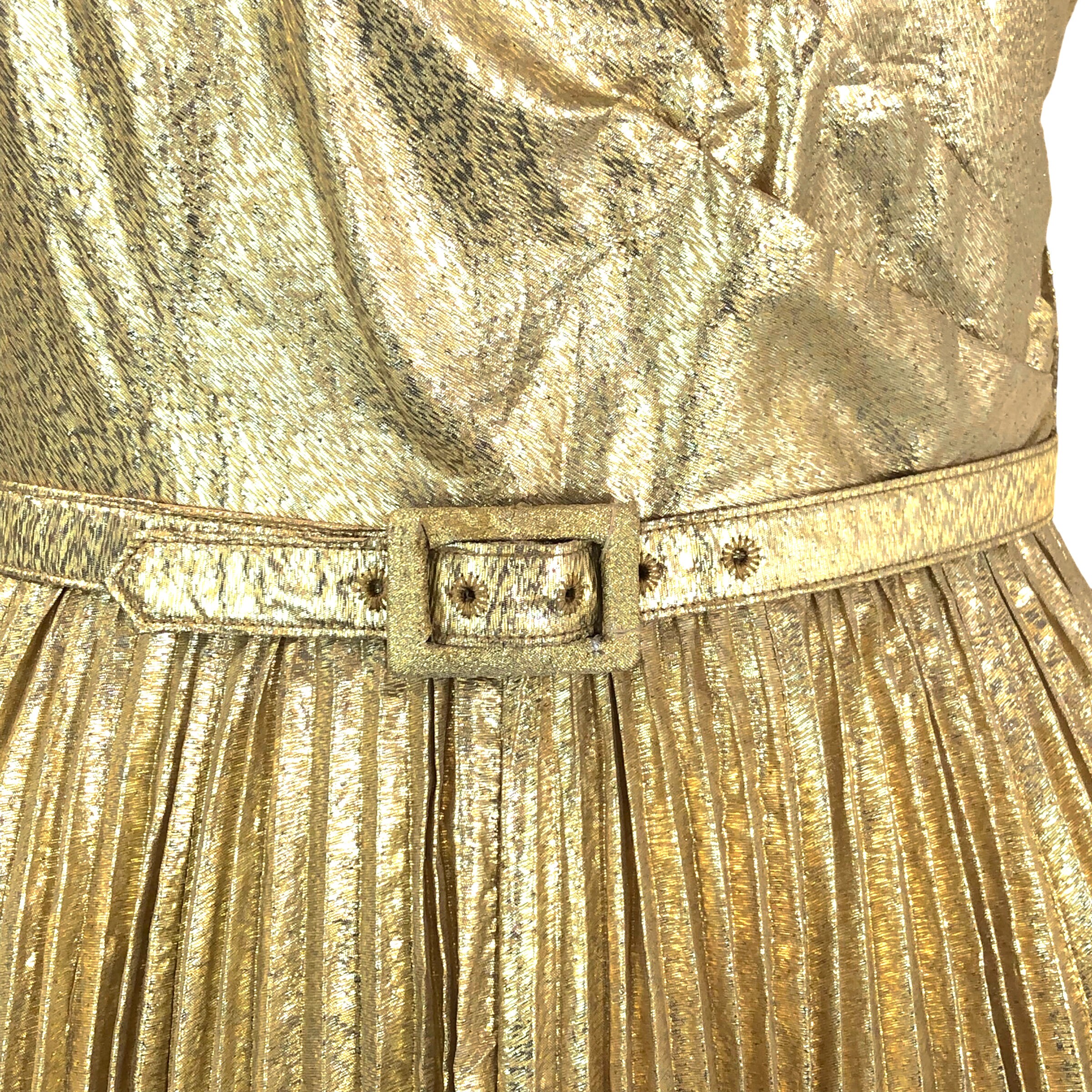 Vintage Dress 1940's Gold Lame Justin Mccarthy Designer Size 6