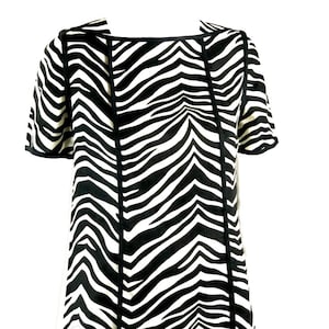 Black & White Zebra Stripe Shift Dress Fella Hamilton Short Sleeve Size 12