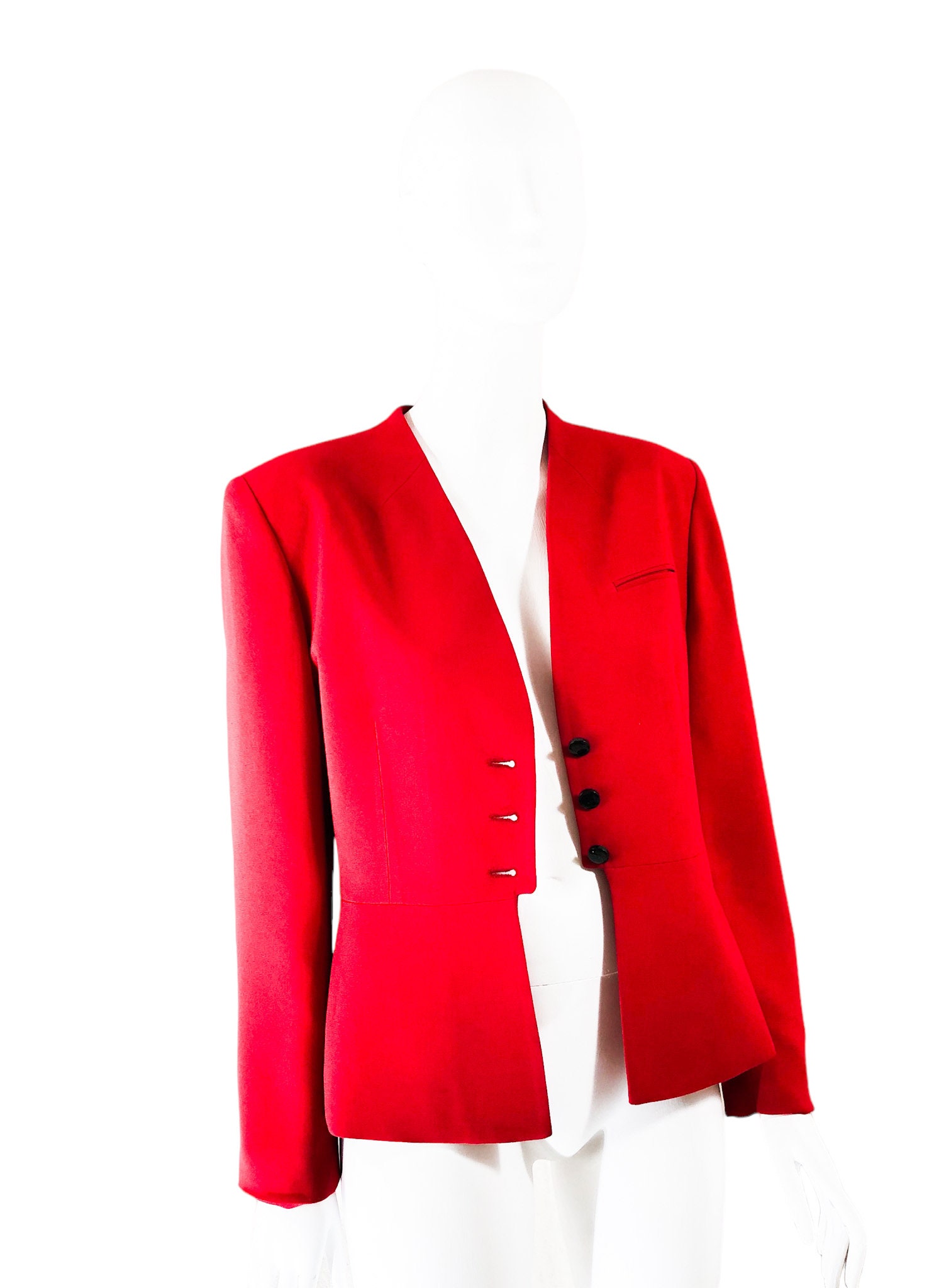 ジャケット・アウター 90s Christian Dior boa half coat wine L Vintage 1990s Christian Dior Jacket Red Crepe Tailored Made