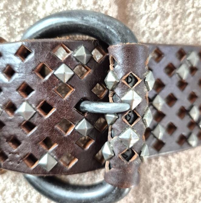 Vintage Belt Leather Calvin Klein Jeans Y2K Brown Studs  display picture 3