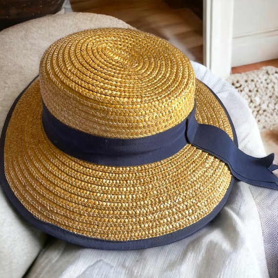 Vintage Straw Hat Ribbon Trim Collegecore Summer Headwear - Etsy display picture 2