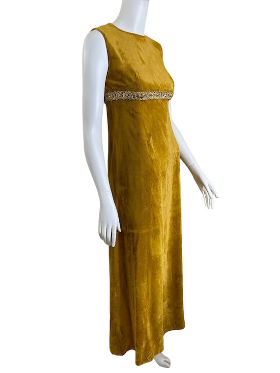 Vintage Velvet Dress 1960s Mustard Yellow Embellished Empire Waist Size 8 -  Etsy