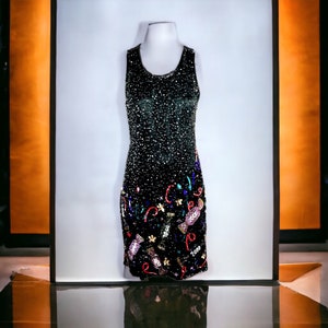 Vintage KleidLawrory Kazar Jahr 2000 Millenium Perlen Feuerwerk Gr.M