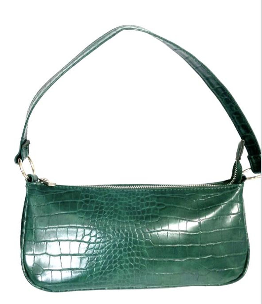 Y2K Green Bag Vintage Faux Alligator Skin Y2K Shoulder Handbag