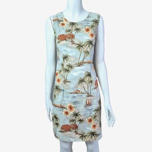 Vintage 1960&#39;s Hawaiian Wiggle Dress KY&#39;s Made In Hawaii Size XL