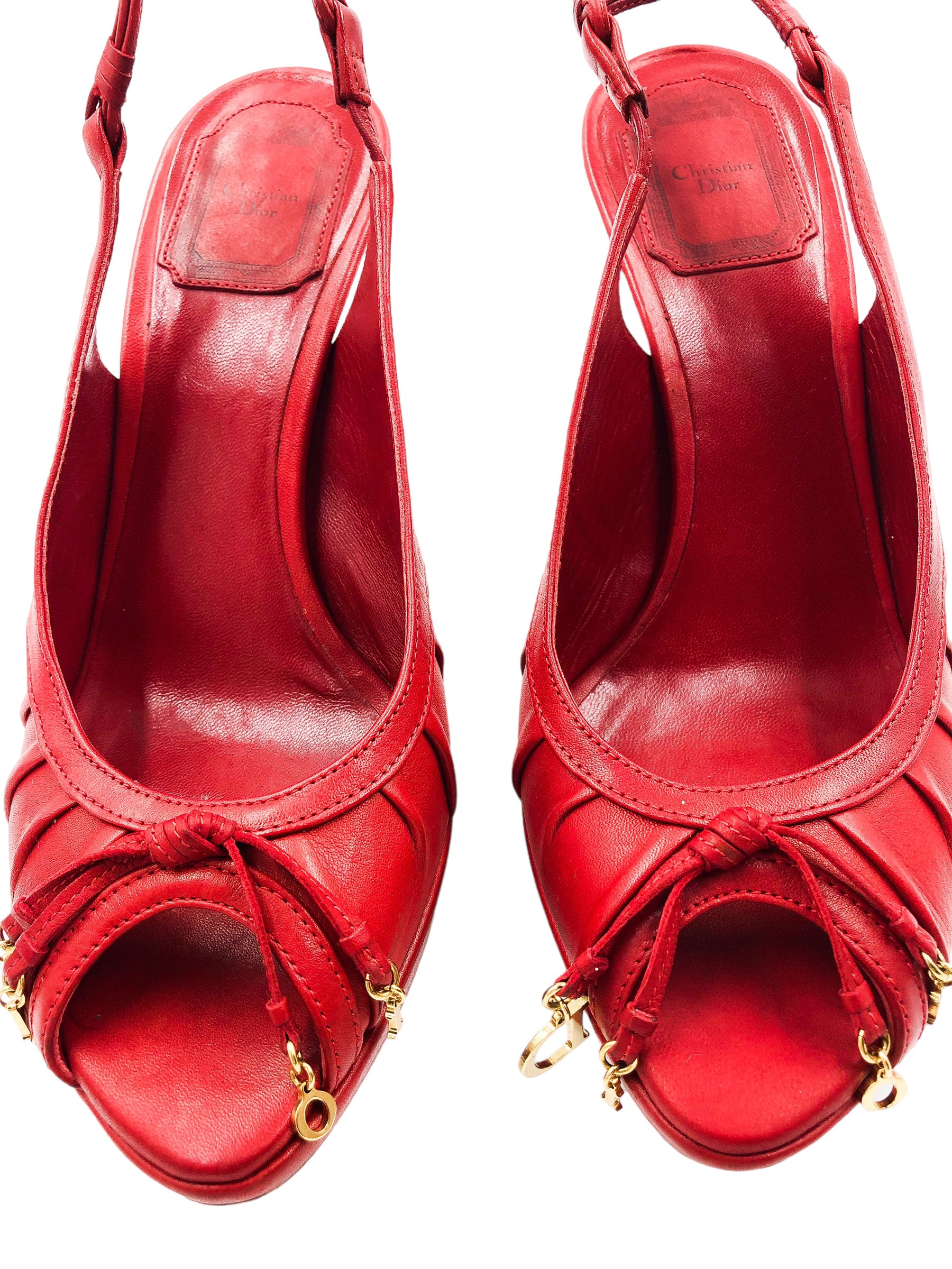 Vintage Christian Dior Authentic Red Stiletto Heels Sling Back