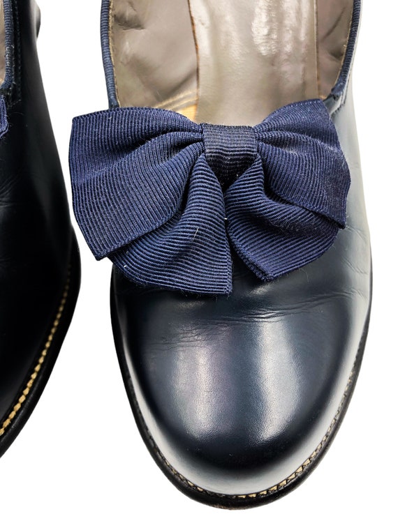 Vintage 1940's Navy Women's Shoes With Bow Size 8… - image 7