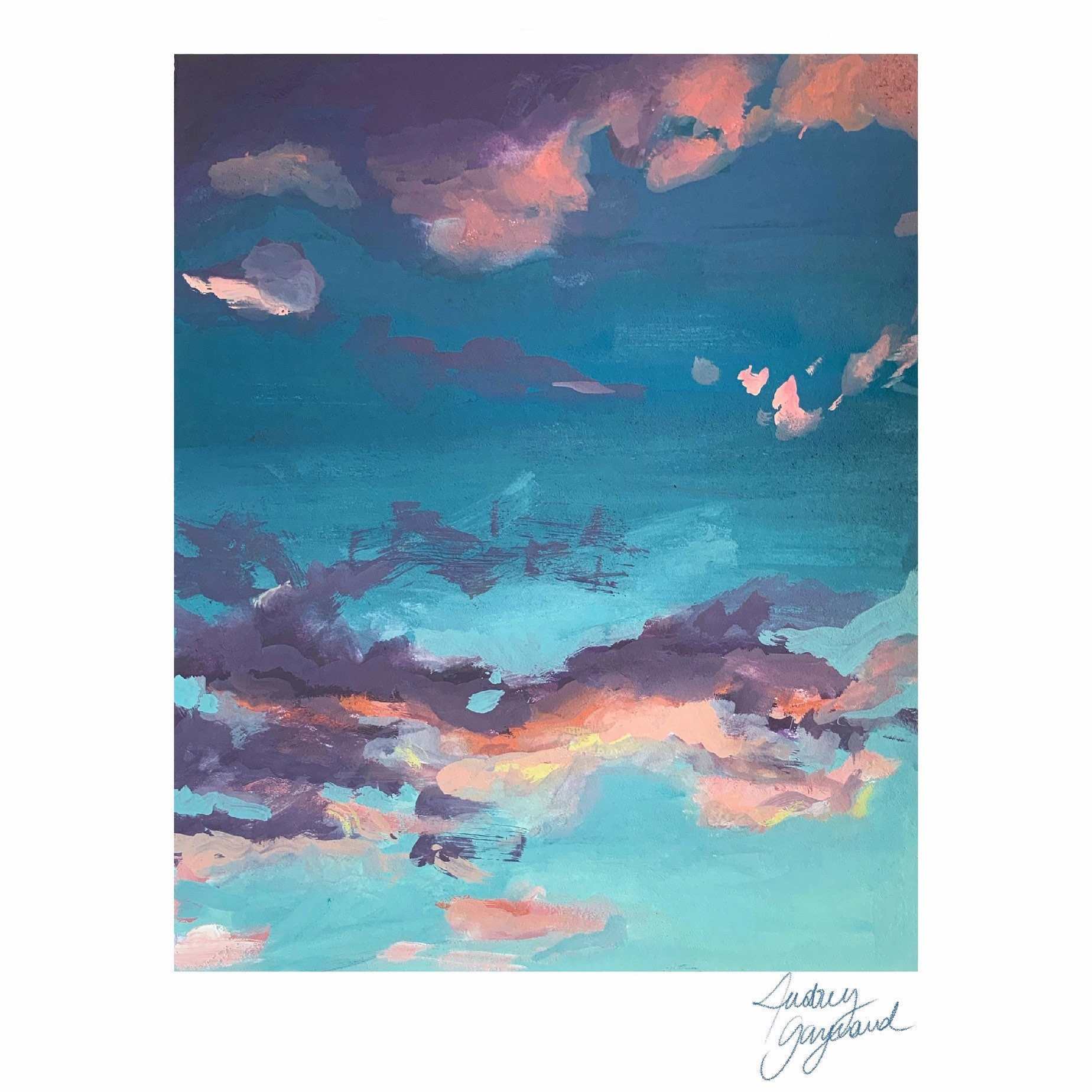 Original gouache painting Sunset Etsy