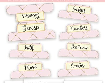 Bible Tabs Printable for Journaling Bible | Digital Bible Tabs | Bible Divider Label Tabs for Old and New Testament | Pink PDF Download